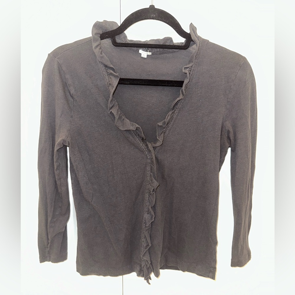 Vintage XS J. Crew tissue ruffle front cardigan